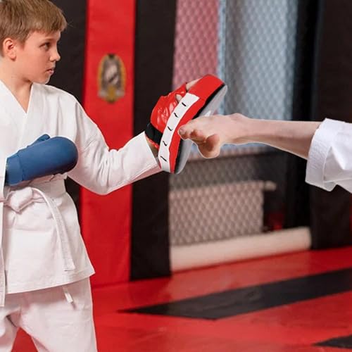 Boxing Pads Training Shock-absorbing Punching Mitts Training Paws Martial | Curved for Jiu-jitsu Kali Thai Karate Home Gym Club Boxing Equipment - color: Red