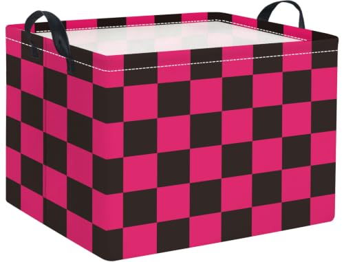 Rectangular Kids Basket Baby Girl Basket Fabric Storage Bin Organizer Box Room Decor(Pink Black Checkered) - color: Pink Black Checkered