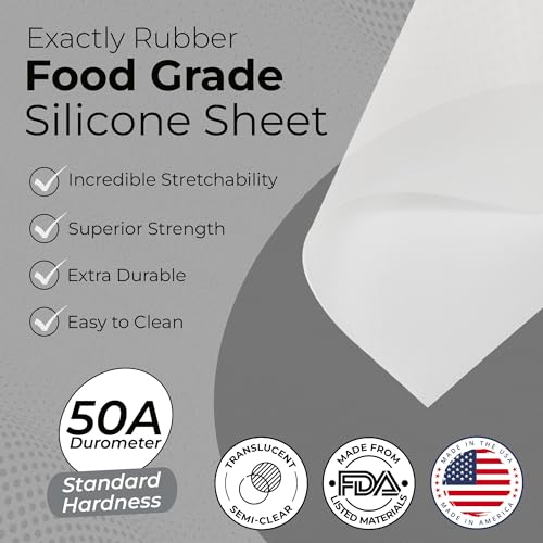 Exactly Rubber - Translucent Silicone Sheet, 50A Durometer Rubber Sheet, Semi Clear Silicone, Resistant -80 to 450°F, Food-Grade Silicone Placemat, 450% Elongation, Made in The USA, 1/32 x 9” x 12” - size: 1/32 x 9 x 12