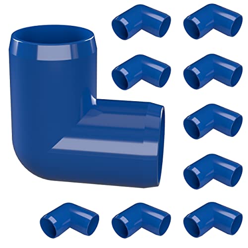 1/2” 90 Degree Elbow Furniture Grade PVC Fitting in Blue, Made in USA, UV-Resistant, Impact-Proof, 0.840” Actual Socket Diameter (Pack of 10) - F01290E-BL-10 - color: Blue