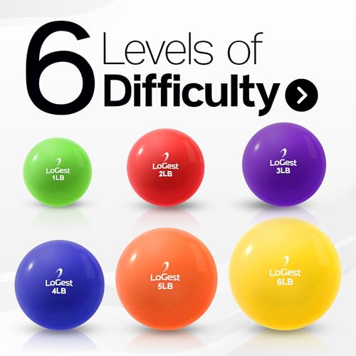 Logest Weighted Toning Exercise Balls Pair - Round Shape Medicine Ball - 1LB 2LB 3LB 4LB 5LB 6LB Available - Toning Muscle for Men & Women - size: 5LB - Pair