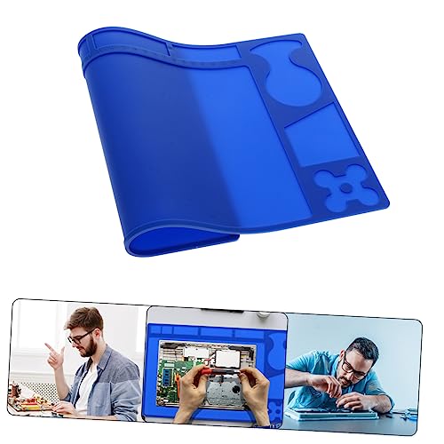 Heat-Resistant Silicone Insulation Work Mat for Electronics Repair Anti-Slip 38 x 28 cm Gray Magnetic Design Style