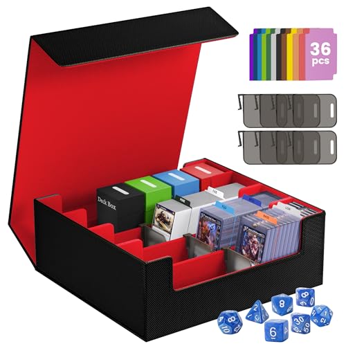 3500+ Trading Card Storage Box - color: 4-Row Black & Red, size: 3500+