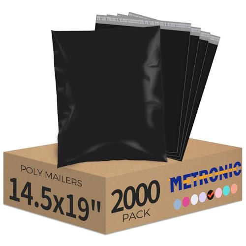 Metronic Poly Mailers 14.5x19 2000 Pack Black, Large Shipping Bags Bulk Mailing Envelopes for Small Business, Mailers Poly Bags for Shipping Self Seal, Mailing Envelope Packaging Bags - color: Black, size: 14.5x19" 2000PC