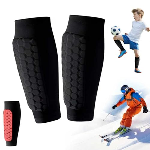 Soccer Shin Guards Ski Guards Gel Pads Shin Defender Shin Guards for Kids Youth Adult, Calf Compression Sleeve with Honeycomb Pads for Football & Skiing - size: Medium