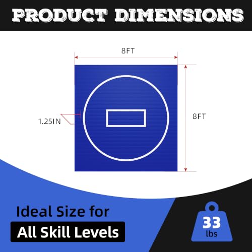 Wrestling Mat for Home Training BJJ MMA Jiu Jitsu Roll Up Mat - color: Blue, size: 8FTx8FTx1.25inch