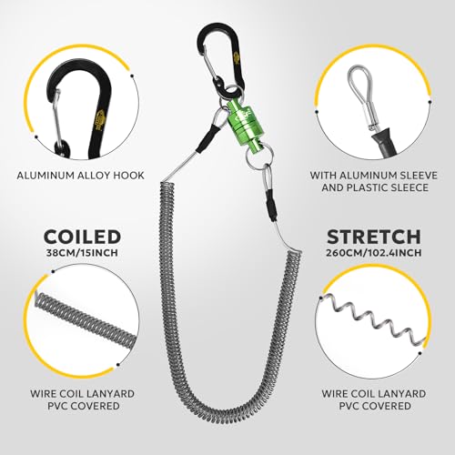 SF Strongest Magnetic Net Release Magnetic Keychain Fly Fishing Net Retractor Magnet Clip Holder Retractor with Retractable Coiled Lanyard Carabiner