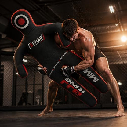 Unfilled Grappling Dummy – Adult Life Size Wrestling & BJJ Training Dummy, MMA Jiu Jitsu Judo Takedown & Throwing Practice, Heavy-Duty Triple-Stitched Canvas Submission Dummy - color: Black, size: 6ft / 72"