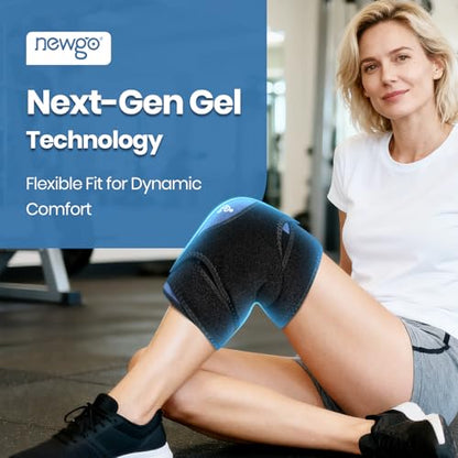 NEWGO 360° Knee Ice Wrap, 60-Min Cold Therapy with Ice Grid, 2 Pack - style: Navy-2 Packs
