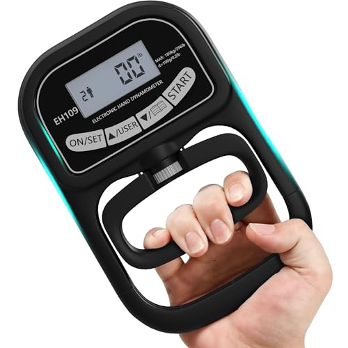 Hand Grip Strength Tester 396lbs/180kg Digital Dynamometer with LED Display, Adjustable Handle, Forearm Trainer for Gym, Rehab & Athletes