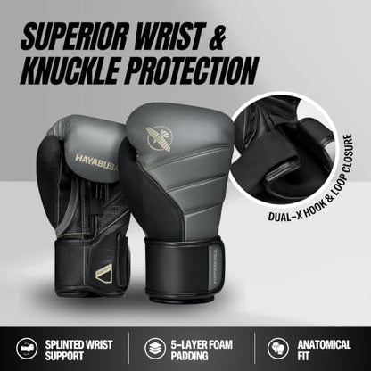 Hayabusa T3 Boxing Gloves - Sparring - color: Charcoal/Black, size: 12oz