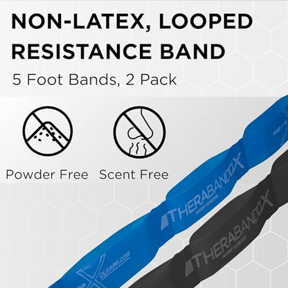 THERABAND CLX Resistance Band with Loops, Fitness Band for Home Exercise and Workouts - color: Blue/Black - Extra Heavy/Special Heavy