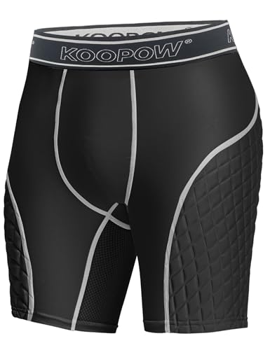 KOOPOW Men Adult Compression Padded Sliding Shorts Pants Baseball Slider - color: Black White, size: X-Large