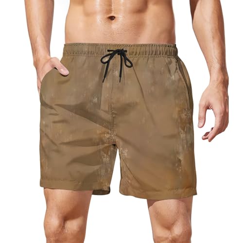 Ctreela Men's Funny Dog 3D Graphic Yellow Loose Fit Summer Beach Shorts - color: Coffee, size: Medium