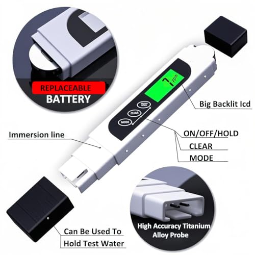 TDS Meter Digital Water Tester, Accurate and Reliable, Professional TDS, Temperature and EC Meter with Carrying Case, 0-9999ppm, Ideal ppm Meter for Drinking Water, RO/DI System, Aquariums - color: White