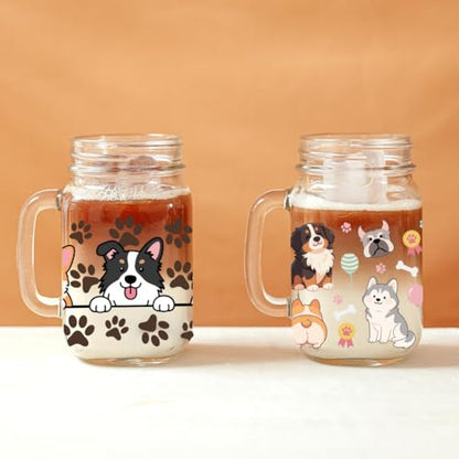 UV DTF Cup Wraps Transfer Stickers Dogs Pattern, 10 Sheets Waterproof Custom Vinyl Transfer Sticker 16oz Coffee Glass Cup Tumbler Bottle Mug Decals for Men Women - style: Dogs