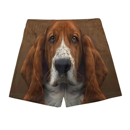 Ctreela Men's Funny Dog 3D Graphic Yellow Loose Fit Summer Beach Shorts - color: Brown, size: XX-Large
