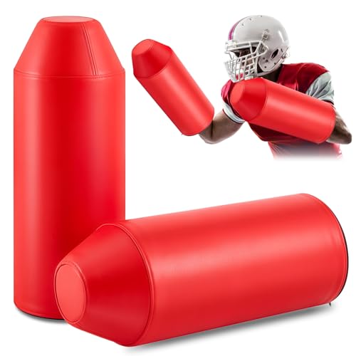 Tellegloww 2 Pack Football Arm Shield Blocking Pad, Bullet Shaped - color: Red