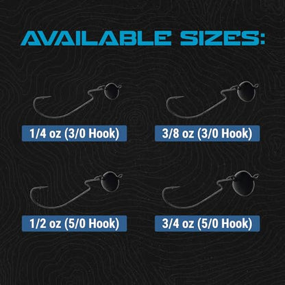 Reaction Tackle Football Swing Jig, Free-Swinging Hook with Football Head for Bass Fishing, Deep Water and Rocky Terrain (5-Pack) - color: Black, size: 3/8 Oz