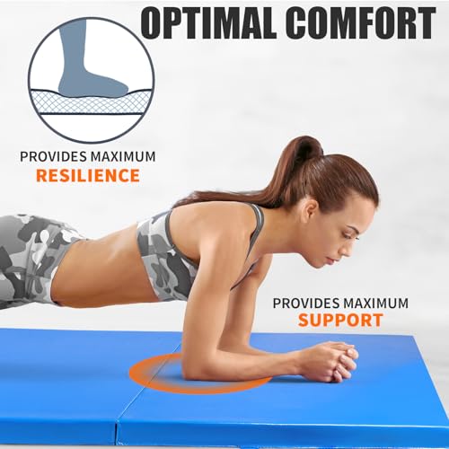 RitFit Upgraded Folding Exercise Mat, 2 Inch Thick Gymnastics Mat - color: Blue(3' x 6')