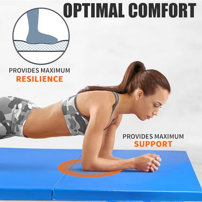RitFit Upgraded Folding Exercise Mat, 2 Inch Thick Gymnastics Mat - color: Blue(4' x 8')
