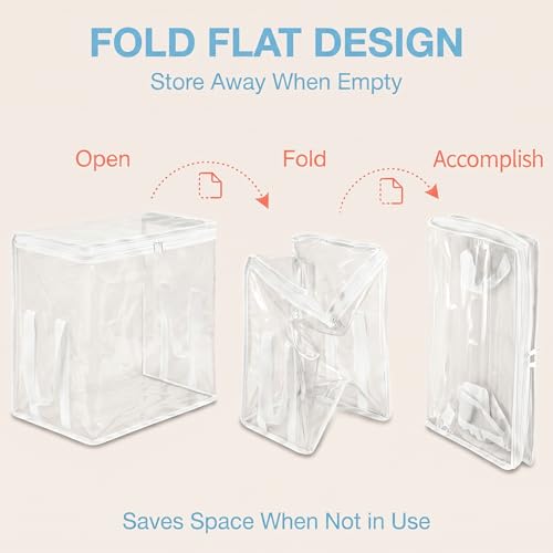 Clear Storage Bins with Lids, Plastic Storage Boxes and Closet Organizers for Under Bed Toy Storage, Foldable Moving Bags for Packing Clothes (White-8PCS, Small: 12.6 x 9.5 x 9.8 in)