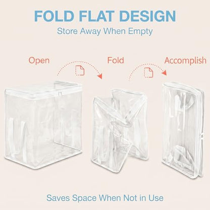 Clear Storage Bins with Lids, Plastic Storage Boxes and Closet Organizers for Under Bed Toy Storage, Foldable Moving Bags for Packing Clothes (White-8PCS, Small: 12.6 x 9.5 x 9.8 in)