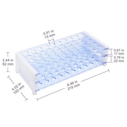 50-Place Test Tube Rack for 13mm O.D. Tubes, Sturdy Plastic Lab Organizer