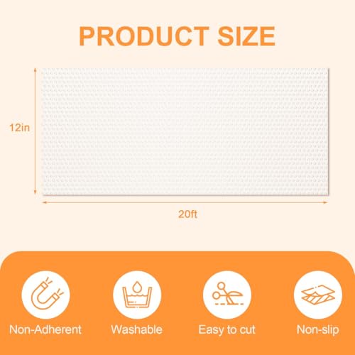 Shelf Liner 12 Inch x 20 FT Clear Non Slip Waterproof Cabinet and Drawer Liner for Kitchen Cabinet Refrigerator Pantry Closet Durable Non Adhesive - size: 12"W x 240.2"L