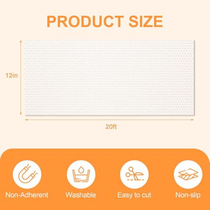 Shelf Liner 12 Inch x 20 FT Clear Non Slip Waterproof Cabinet and Drawer Liner for Kitchen Cabinet Refrigerator Pantry Closet Durable Non Adhesive - size: 12"W x 240.2"L