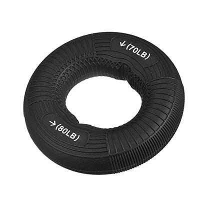 uxcell Hand Grip Strengtheners, 3.07" 70-80 Lbs Silicone Rings Black - color: Black