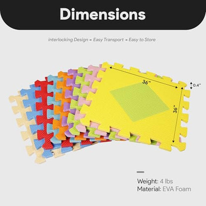 BalanceFrom Kid's Puzzle Exercise Play Mat with EVA Foam Interlocking Tiles - color: 36 Tiles, Shape