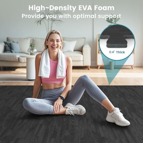 Happygrill Interlocking Wood Grain EVA Foam Floor Tiles, 100 Sq. Ft, 25 PCS - color: Black, size: 100 Sq. Ft.