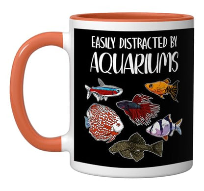 Aquarist Fish Tank & Fish Keeping Gift - Aquarium Lover Ceramic Mug, Orange/White - color: Orange/White