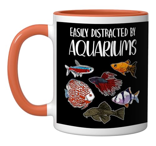 Aquarist Fish Tank & Fish Keeping Gift - Aquarium Lover Ceramic Mug, Orange/White - color: Orange/White
