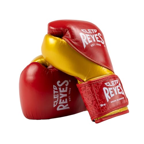 CLETO REYES High Precision Boxing Gloves with Hook and Loop Closure for Training and Heavy Punching Bags for Men and Women - color: Red/Solid Gold, size: 12 oz