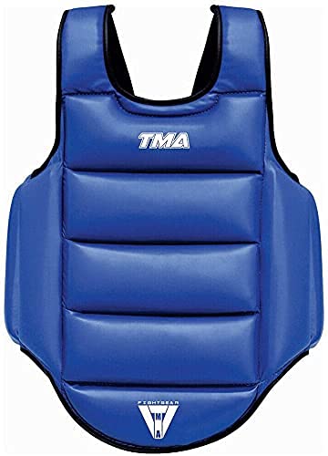 TMA Boxing Body Protector Reversible, Kickboxing MMA Muay Thai Chest Guard, Sparring Training Heavy Punching, Adjustable Martial Arts Upper Belly Protection Pad, Taekwondo, Chest Protector - size: Small-Medium