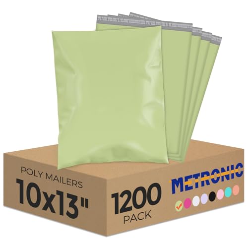 Metronic Poly Mailers 10X13 1200PC, Sturdy Shipping Bags for Small Business, Waterproof Mailers Poly Bags, Strong Adhesive Shipping Envelopes for Clothing, Efficient Mailing Envelopes in Avocado Green - color: Avocado Green, size: 10X13 1200PC
