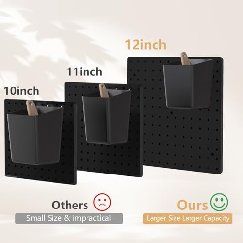 FZK Modular Plastic Peg Board Wall Organizer Kit, 12x12, Black - color: 12inch-Pegboard Kit-Black