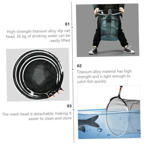 FRCOLOR Nylon Fishing Landing Net Head with Nano-Coated Titanium Alloy Frame, 30cm Fine Mesh Landing Net Accessory for Freshwater and Saltwater Fishing