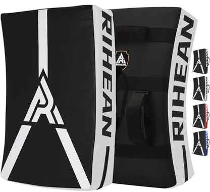 Martial Arts Kicking Shield Pad for Muay Thai, Taekwondo Football, Basketball, Hockey Training - Denser Foam, High-Density PU Leather Cover - color: White Shield