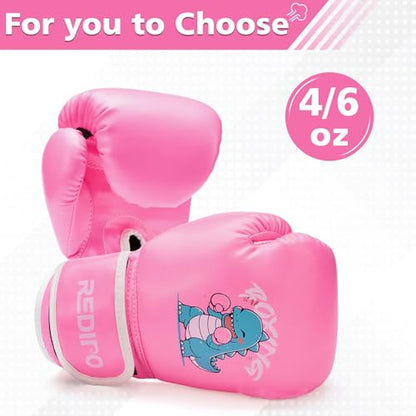 Kids Boxing Gloves, Youth Boxing Training Gloves for Kids 3-9 Year Boys and Girls, 4&6OZ Fighting Gloves, Punching Bag Kickboxing Thai Mitts MMA Training Sparring Gloves - color: Pink, size: 4OZ