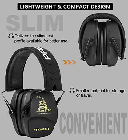 PROHEAR 016 Shooting Ear Protection Earmuffs 2 Pack, NRR 26dB for Gun Range, Hunting -Black and DOTM - color: Black+black-dtom