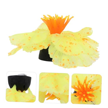 Mobestech Yellow Silicone Aquarium Water Plant Decor Realistic Artificial Aquatic Ornament for Fish Tank Landscape Lightweight Hideaway for Betta and Freshwater Fish
