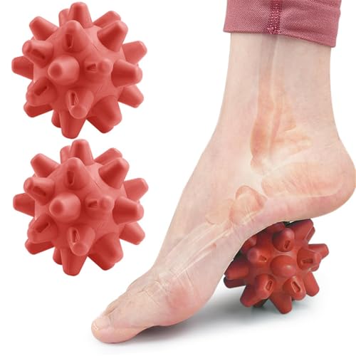 Spiky Massage Roll Balls, Deep Tissue Massager for Myofascial Release, Red - color: Red