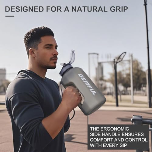 GEMFUL 74oz Motivational Water Bottle with Straw & Time Marker Gym (Grey) - color: Grey with Straw