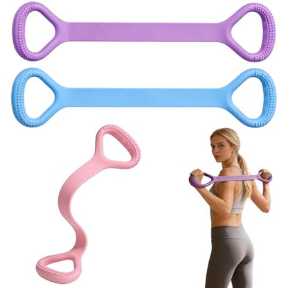 Figure 8 Resistance Band, 3pc Arm Back Shoulder Exercise Bands, Elastic Rope Stretch Fitness Band for Chest Expander, Yoga, Gym Fitness Pulling Rope