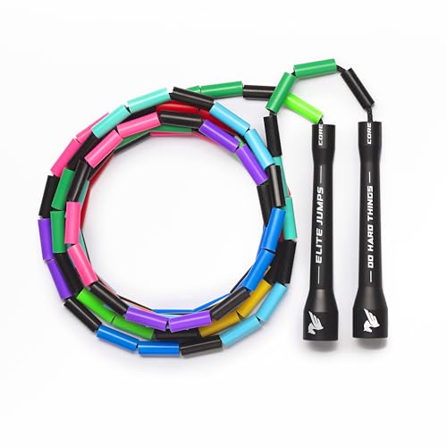 Elite Jumps 1" Beaded Rope, 10ft, Adjustable, 5" Handles - color: Rainbow
