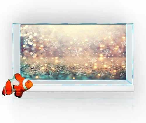 36X20IN Winter White Snowflakes Aquarium Background, Abstract Shiny Light Wonderland Fish Tank Decorations Background, Christmas Art Terrarium Background - size: 36X20in/90X50cm