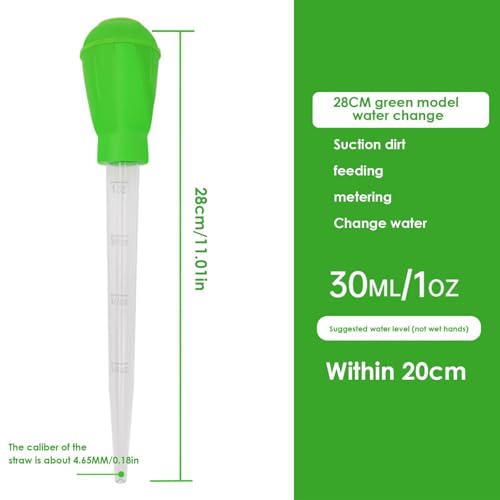 Aquarium Water Changer | 28cm Long Pipette, 30ml Capacity, Blue Green Options | Sturdy Manual Syringe, Efficient Water Replacement, Versatile Fish Tank Tool | Ideal for Aquarium Maintenance Science - color: Green(28CM)